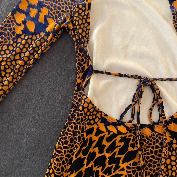 Fashion Nova Wild About You Velvet Mini Dress - Mustard/combo Size XS - Picture 9 of 14